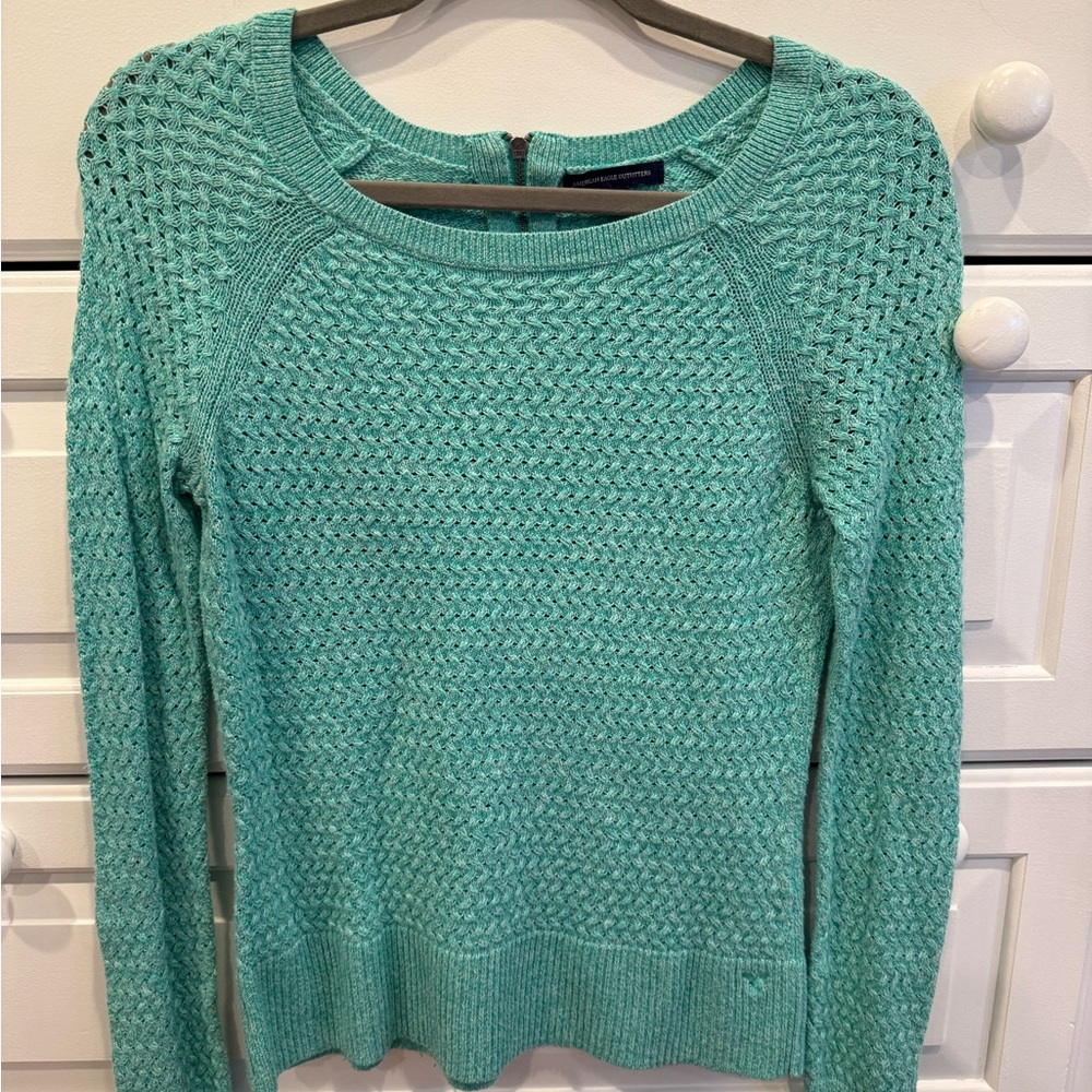 American Eagle Outfitters Mint Green Crew Neck Sweater